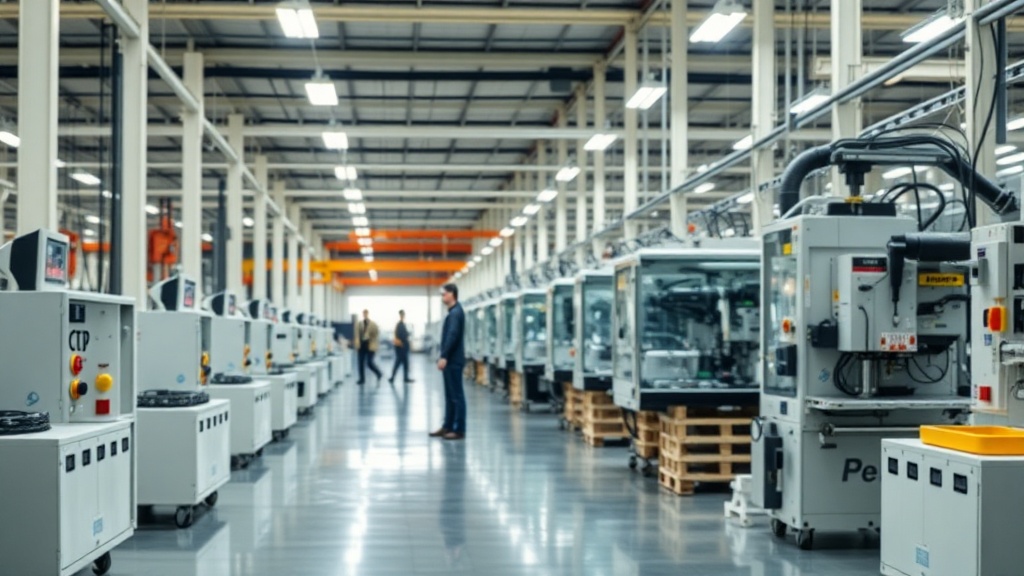 Modern manufacturing factory floor with production line